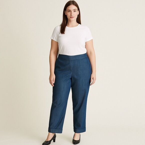 Lane Bryant Denim Chambray Trouser Dress Pants - Picture 1 of 8